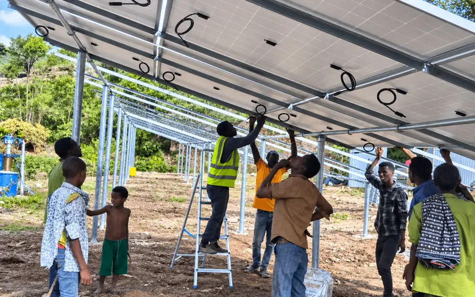 AI-assisted image based on an archived solar panel installation photo