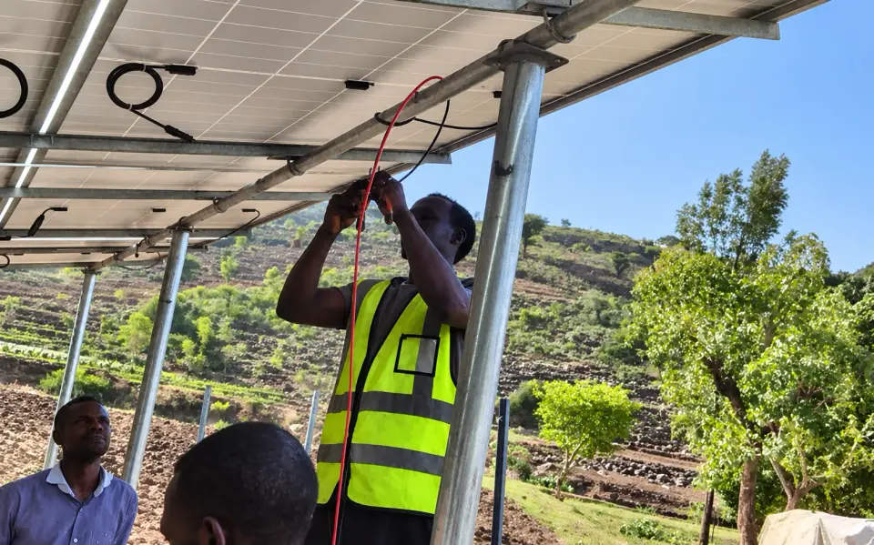 AI-assisted image based on the original photo of Under-Canopy DC Cabling & System Integration